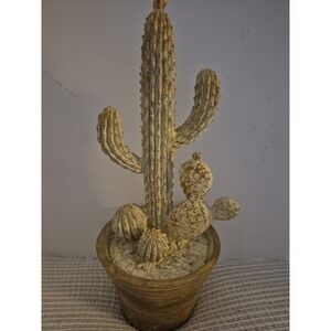 VINTAGE CASA CACTUS IN A POT WHITE/GOLD 30X12X13 DECORATION